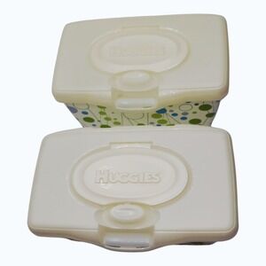 Huggies Baby Wipes Dispenser Case Lot 2 Refillable Container Green Blue